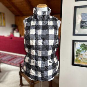 TALBOTS Ivory and Black Buffalo Check Quilted vest – XS